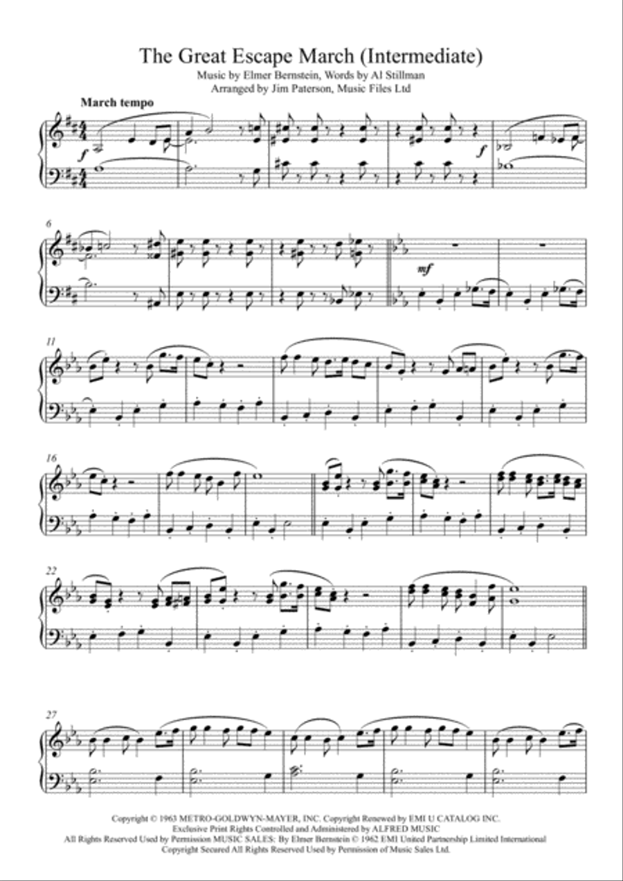 The Great Escape March Piano Solo scores gallery preview page 1