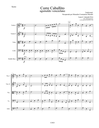 Corre Caballito. Aguinaldo venezolano. String orchestra, intermediate level. - Score Only