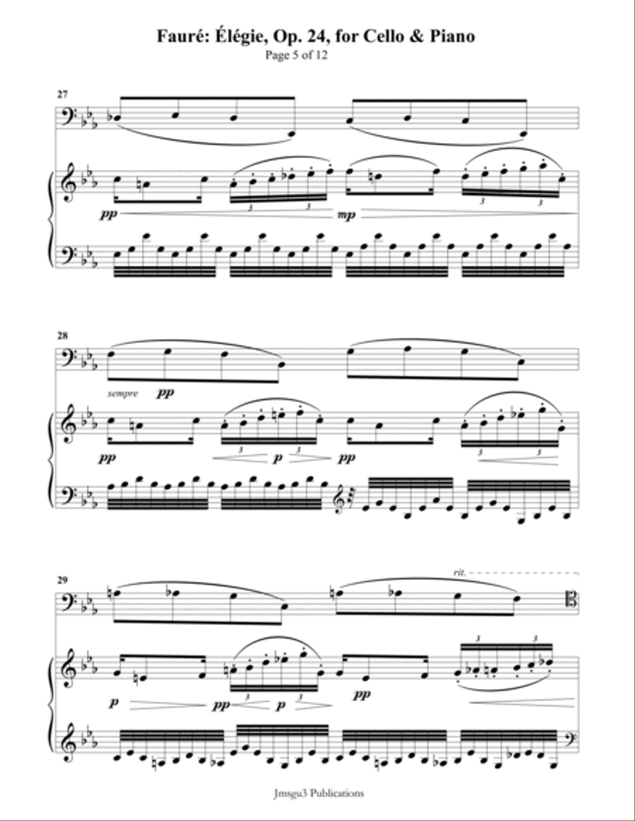 Fauré: Élégie Op. 24 for Cello & Piano Piano scores gallery preview page 5