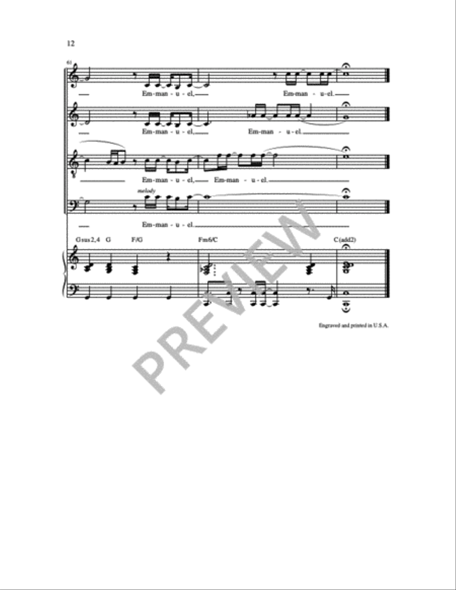 Emmanuel, Come to Set Us Free 4-Part scores gallery preview page 11