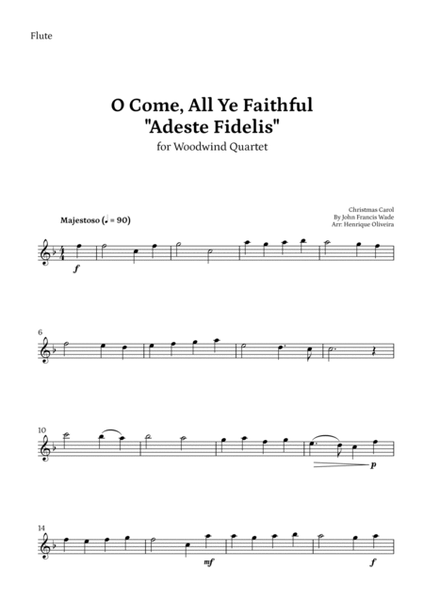 O Come, All Ye Faithful (Adeste Fidelis) - Woodwind Quartet image number null