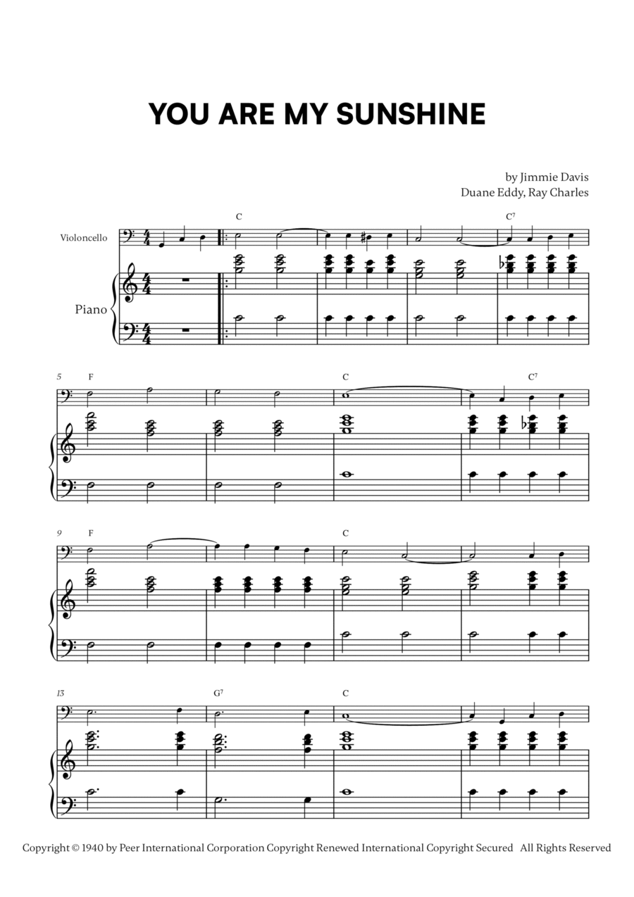 You Are My Sunshine You Are My Sunshine Piano scores gallery preview page 1