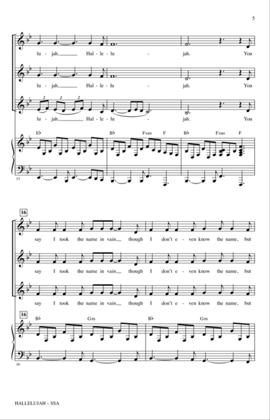 Hallelujah (arr. Roger Emerson) SSA scores gallery preview page 4