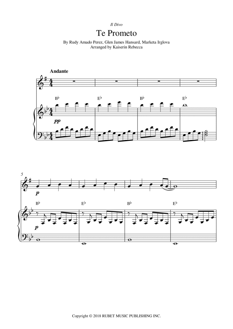 Te Prometo (falling Slowly) Alto Saxophone scores gallery preview page 1