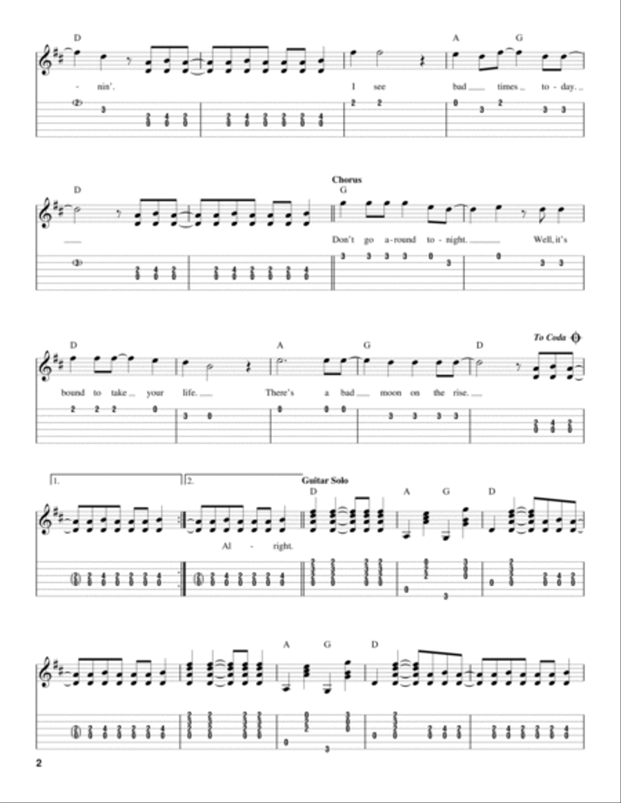 Bad Moon Rising Acoustic Guitar scores gallery preview page 2