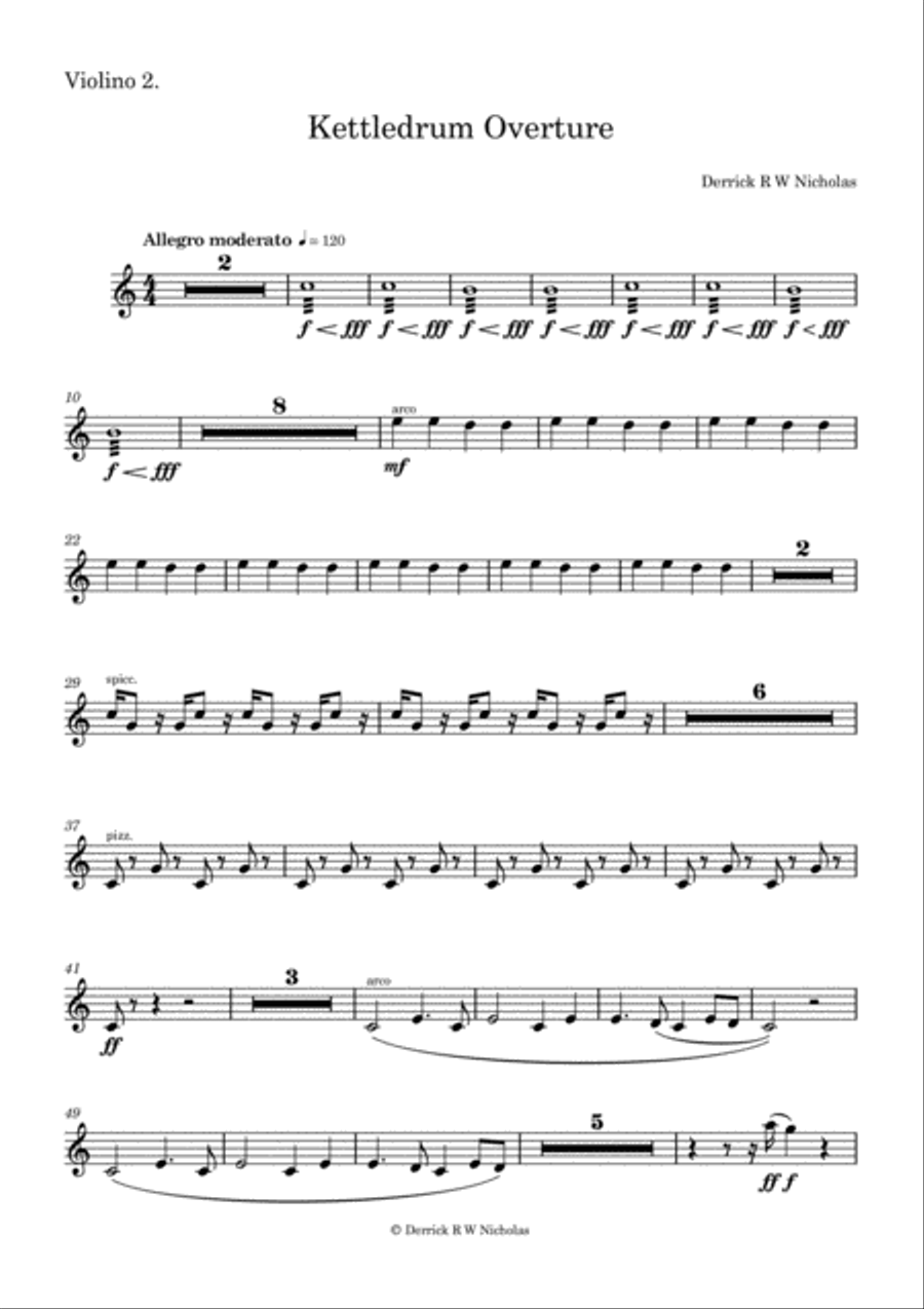 Kettledrum Overture, Opus 2 - Violin II Violin Solo scores gallery preview page 2
