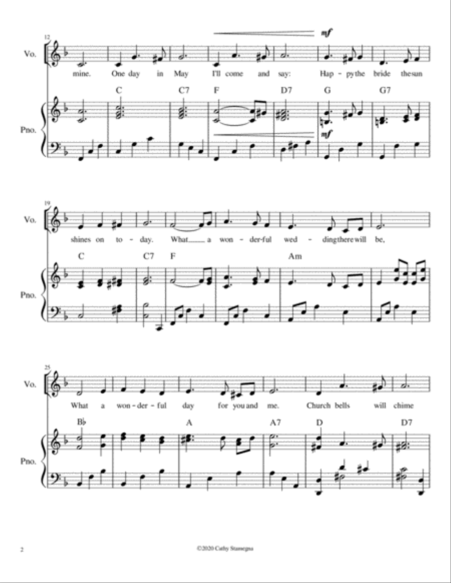 I’ll Be With You in Apple Blossom Time (Vocal Solo, Chords, Piano Accompaniment) Voice Solo scores gallery preview page 3