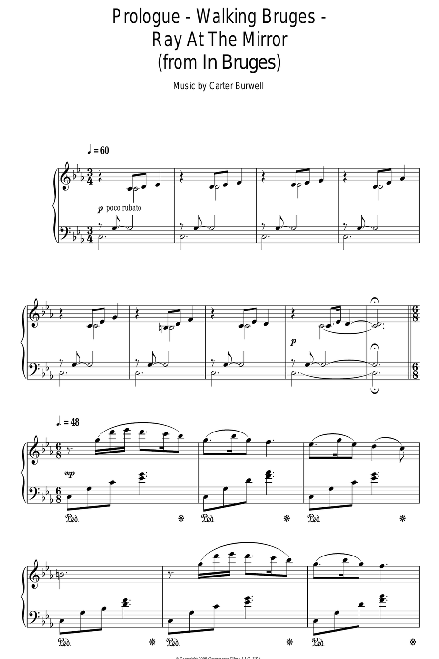 Prologue - Walking Bruges - Ray At The Mirror Piano Solo scores gallery preview page 1