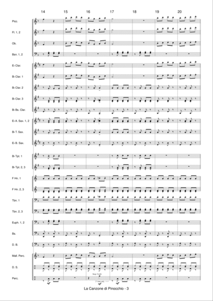 La Canzone Di Pinocchio Concert Band scores gallery preview page 5