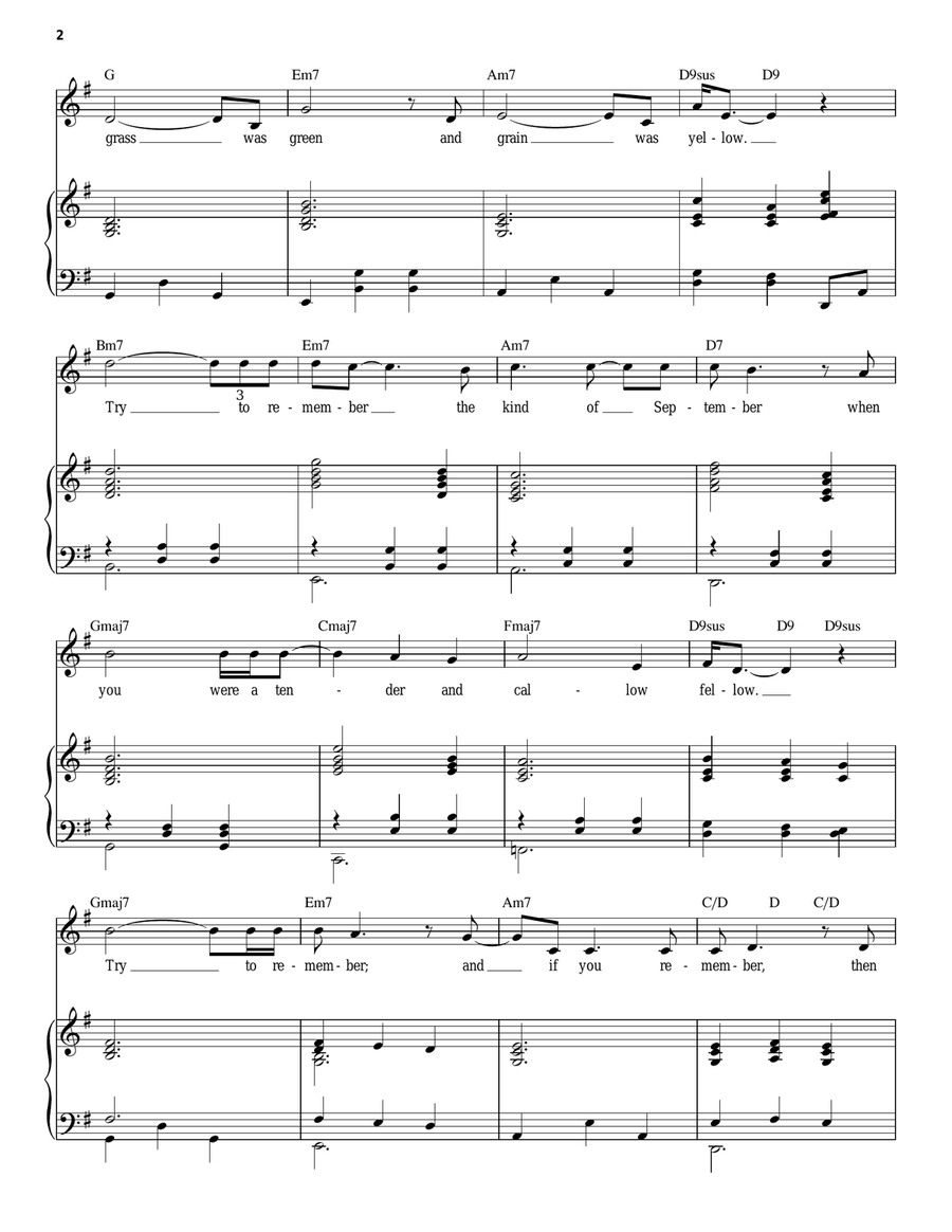 Try To Remember Piano, Vocal scores gallery preview page 2