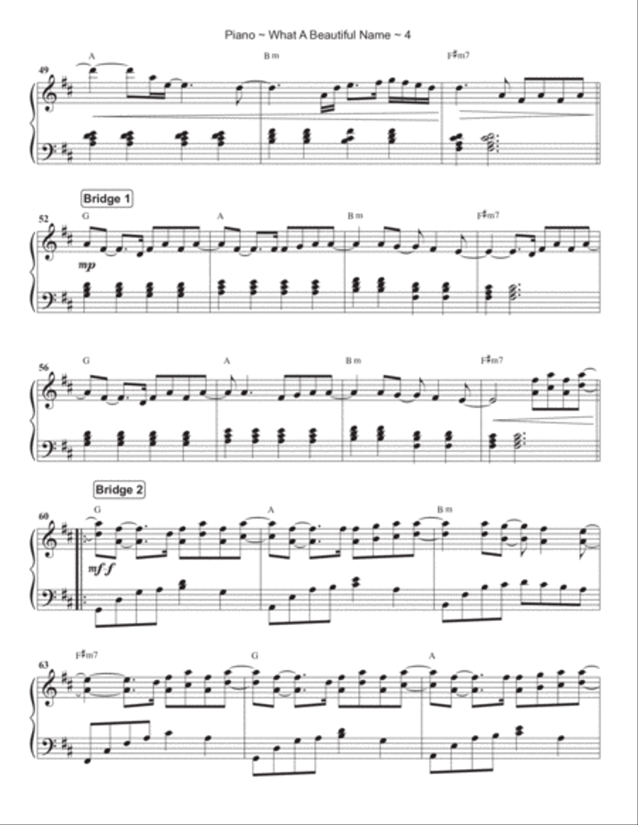 What A Beautiful Name Piano Solo scores gallery preview page 5
