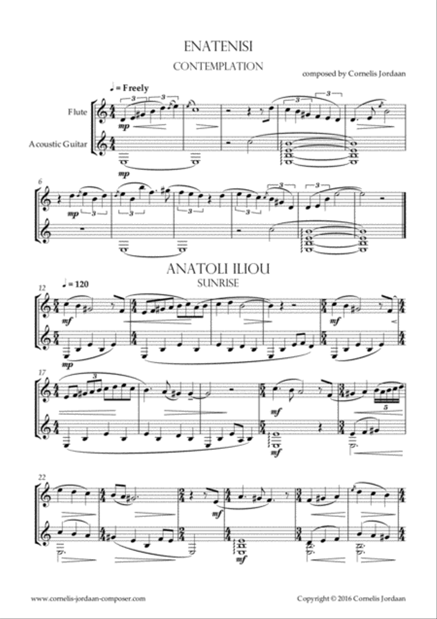 Alfeios, Music in Ancient Greek Style, for flute & guitar Flute scores gallery preview page 2