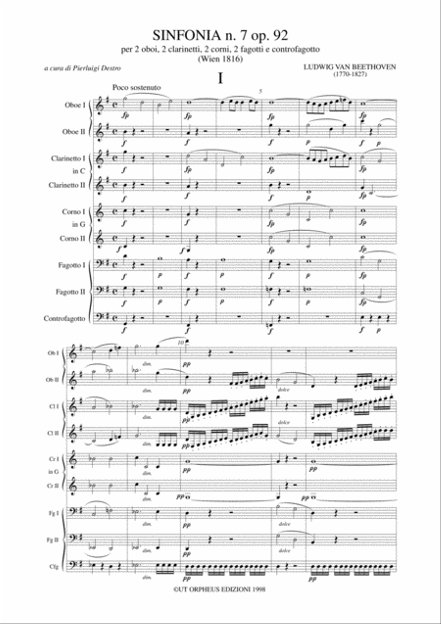 Symphony No. 7 Op. 92 for 2 Oboes, 2 Clarinets, 2 Horns, 2 Bassoons and Double Bassoon (Wien 1816) Bassoon scores gallery preview page 2
