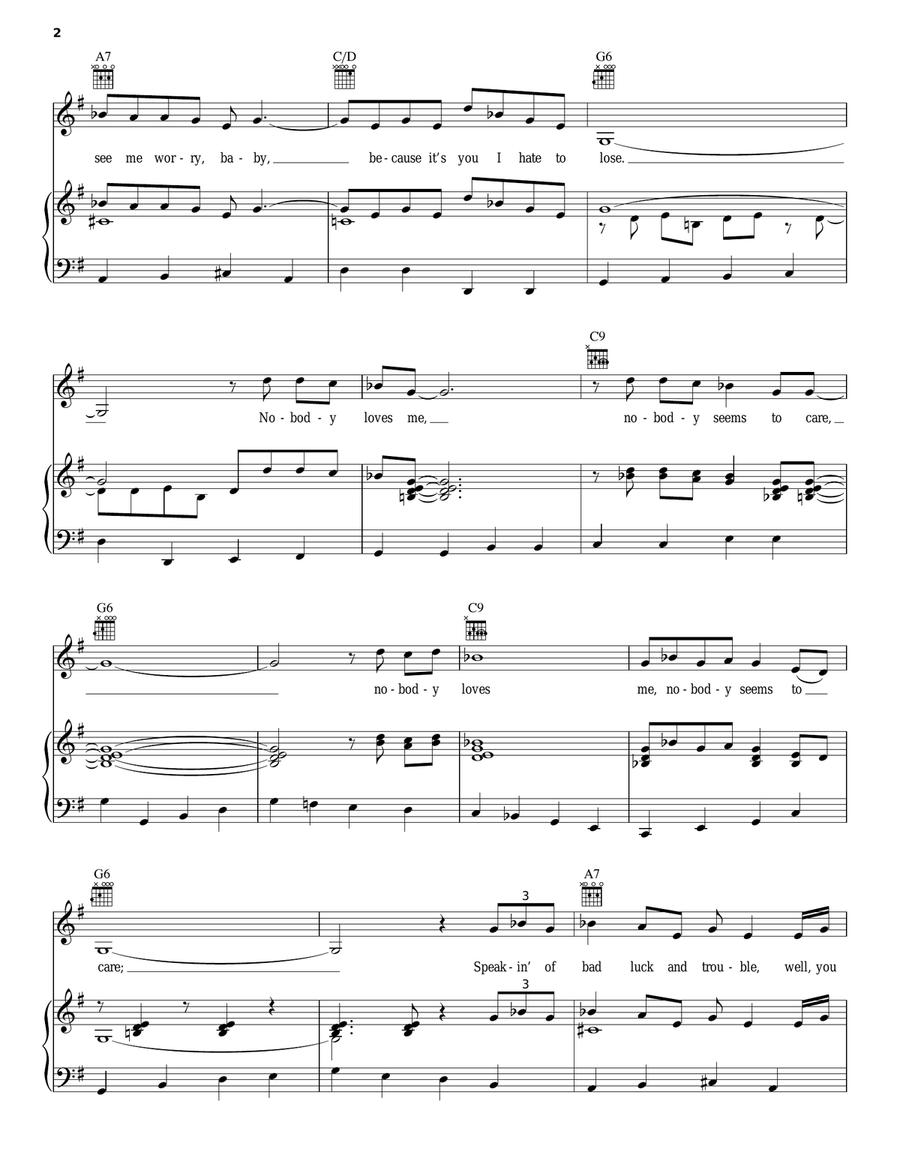 Everyday I Have The Blues Piano, Vocal, Guitar scores gallery preview page 2