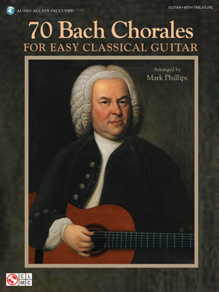 Book cover for 70 Bach Chorales for Easy Classical Guitar