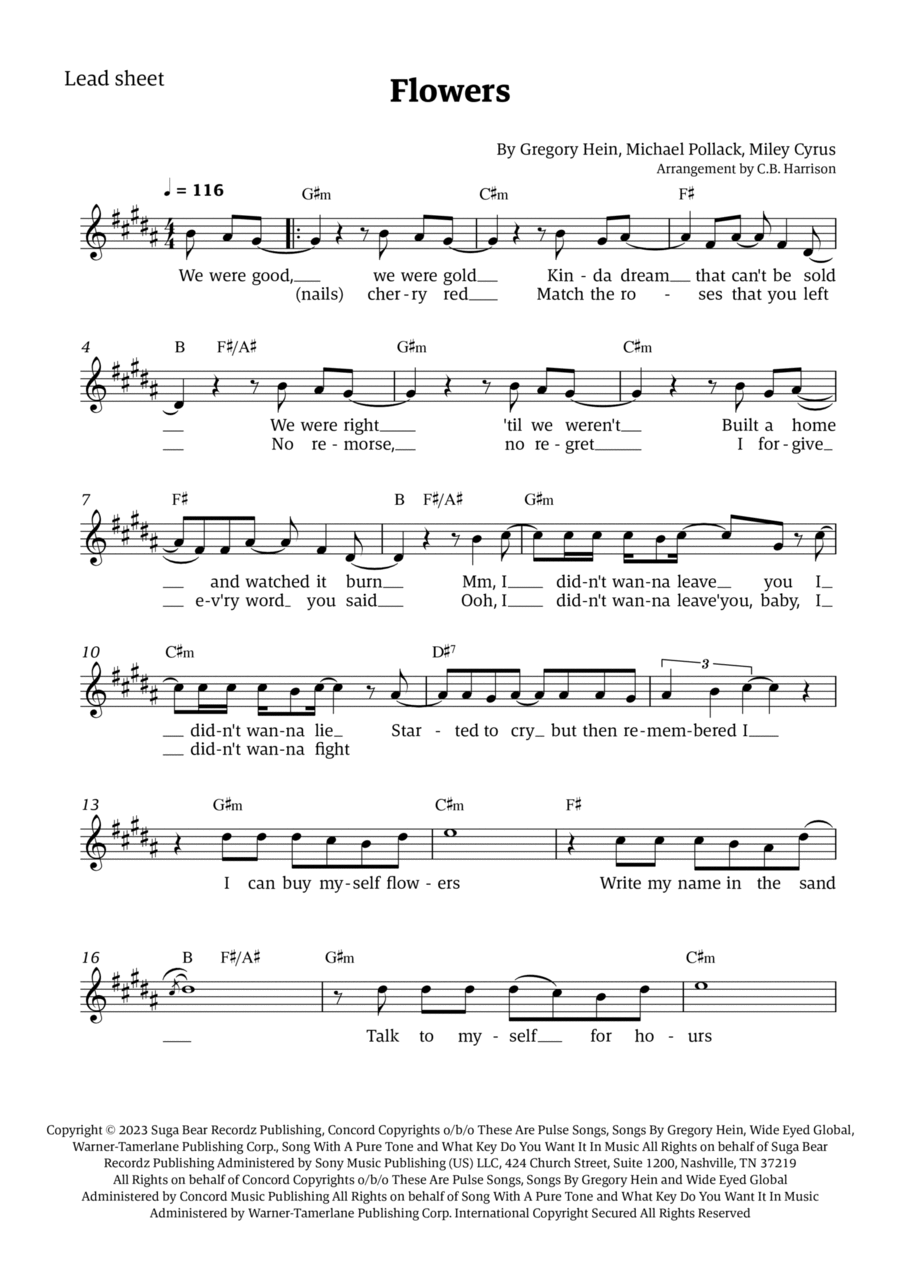 Flowers Flowers Easy Piano scores gallery preview page 1