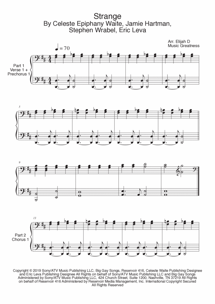 Strange Piano Solo scores gallery preview page 1