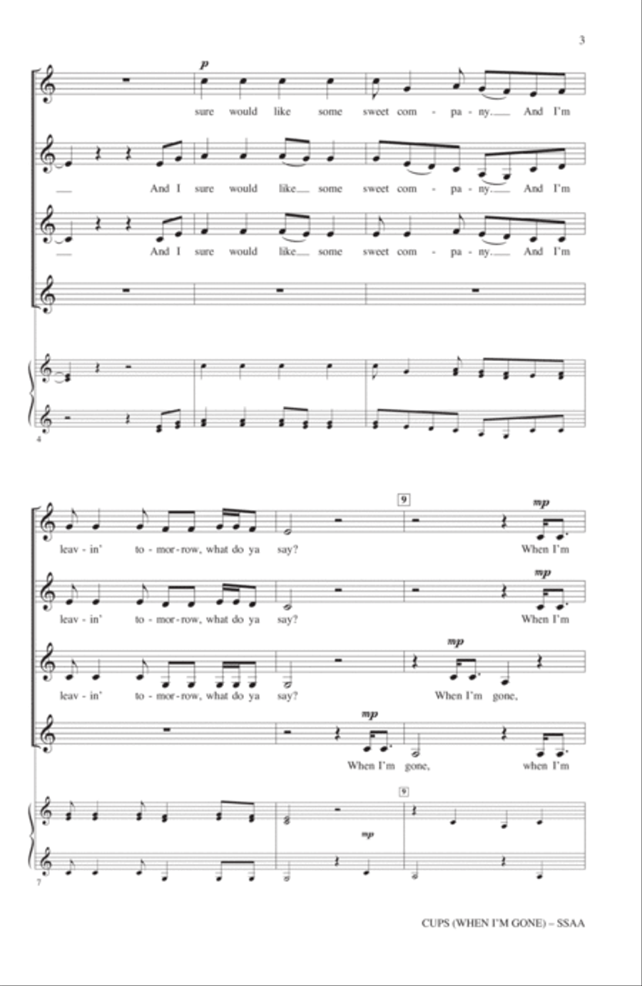 Cups (When I'm Gone) (Campfire Version) (from Pitch Perfect 2) (arr. Deke Sharon) SSA scores gallery preview page 2