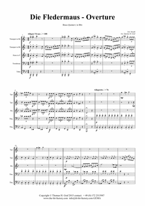 Die Fledermaus (Bb) - J. Strauss - Overture - Brass Quintet