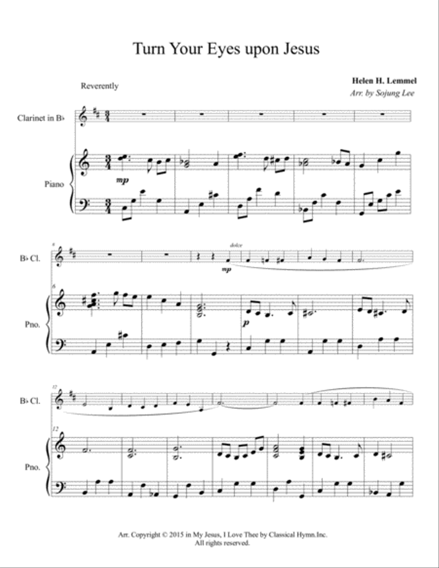 Turn Your Eyes upon Jesus Clarinet scores gallery preview page 1