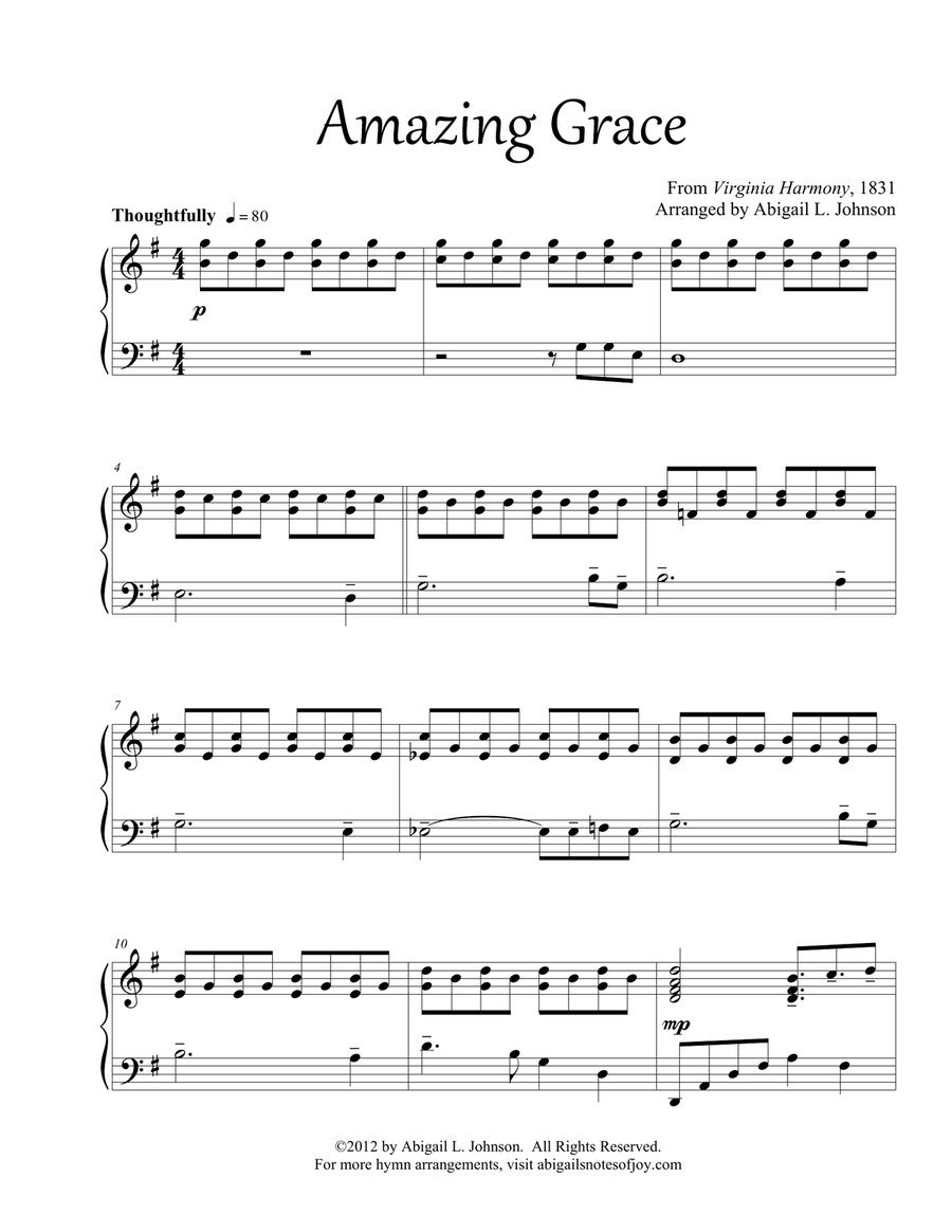 Amazing Grace (Beautiful Piano Solo) Piano Solo scores gallery preview page 1