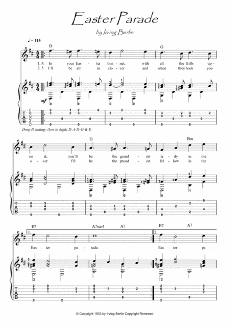Easter Parade Classical Guitar scores gallery preview page 1