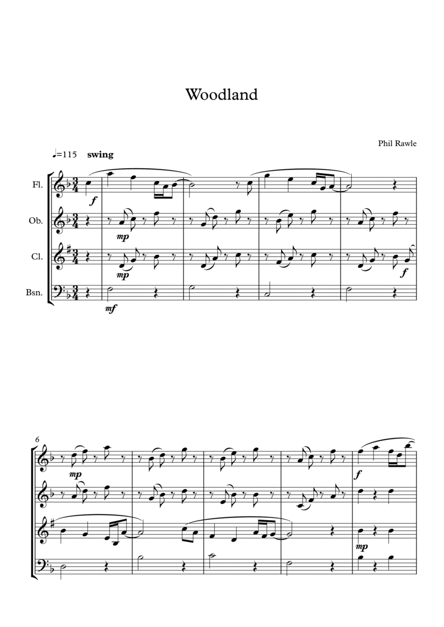Woodland - Wind Quartet Woodwind Quartet scores gallery preview page 1
