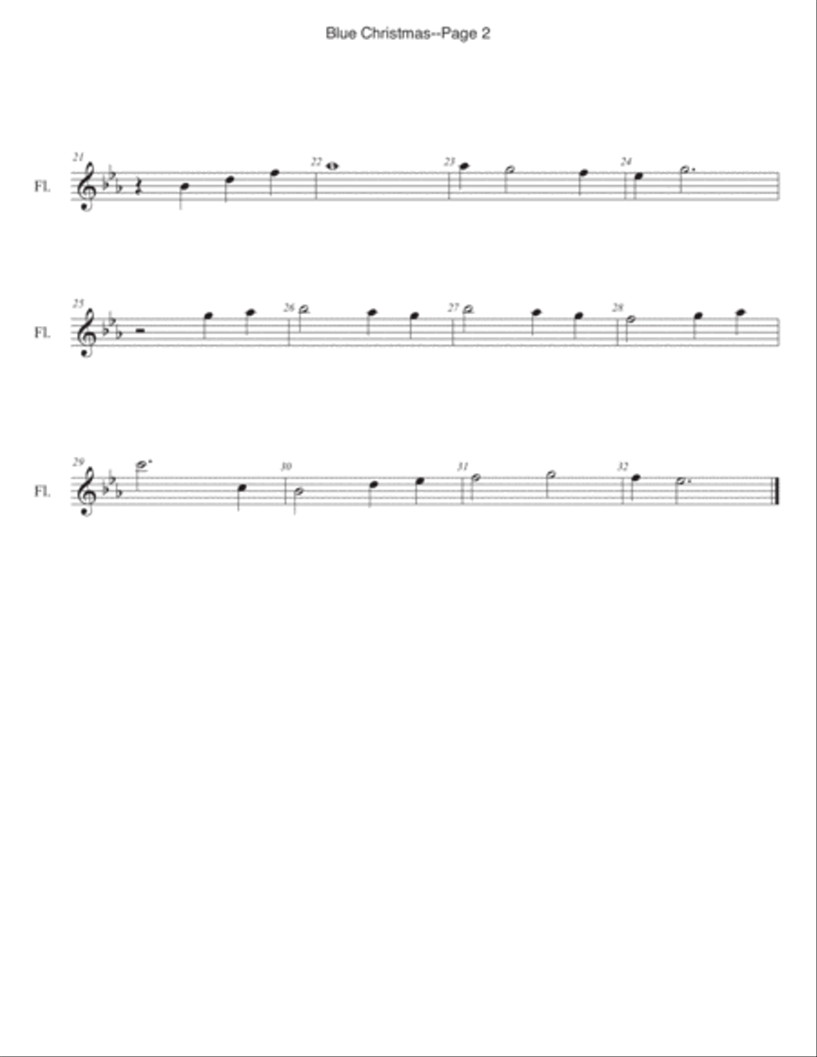Blue Christmas Flute Solo scores gallery preview page 3