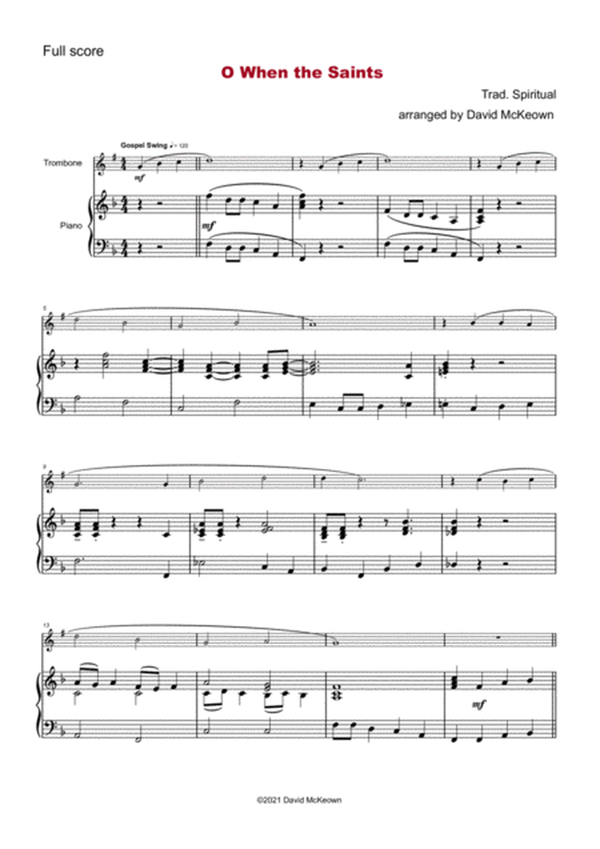 O When the Saints, Gospel Song for Trombone (Treble Clef in B Flat) and Piano