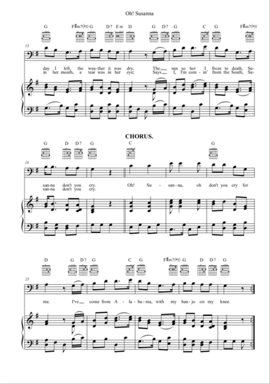 Oh! Susanna Tenor Voice scores gallery preview page 2