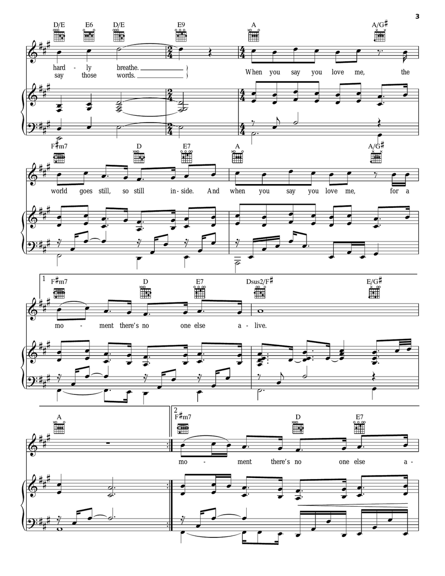 When You Say You Love Me Piano, Vocal, Guitar scores gallery preview page 3