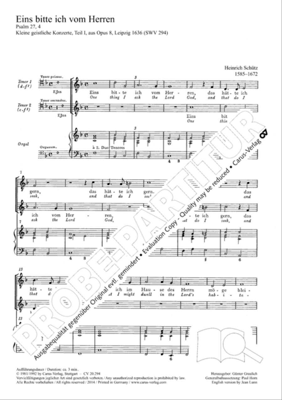 Our father (Eins bitte ich vom Herren) Voice scores gallery preview page 2