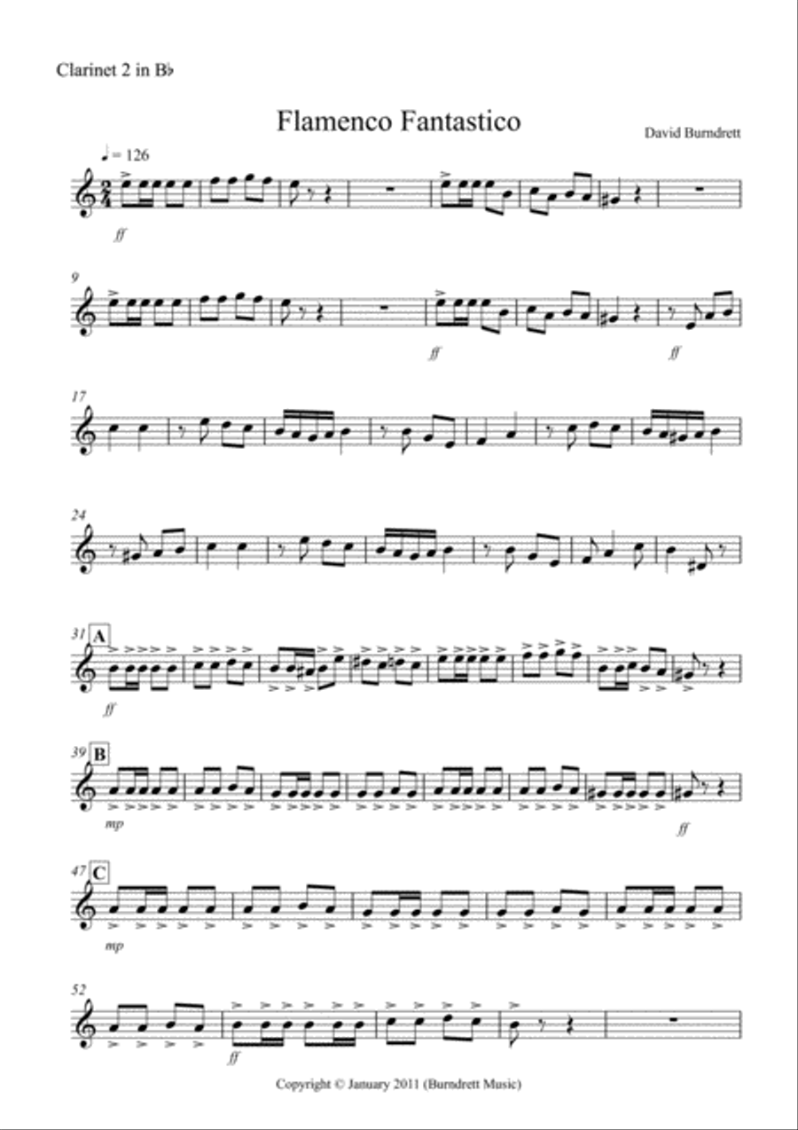 Flamenco Fantastico for Clarinet Quintet Clarinet Quintet scores gallery preview page 6