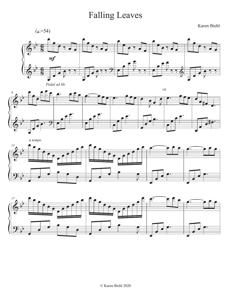 Falling Leaves Piano Solo scores gallery preview page 1