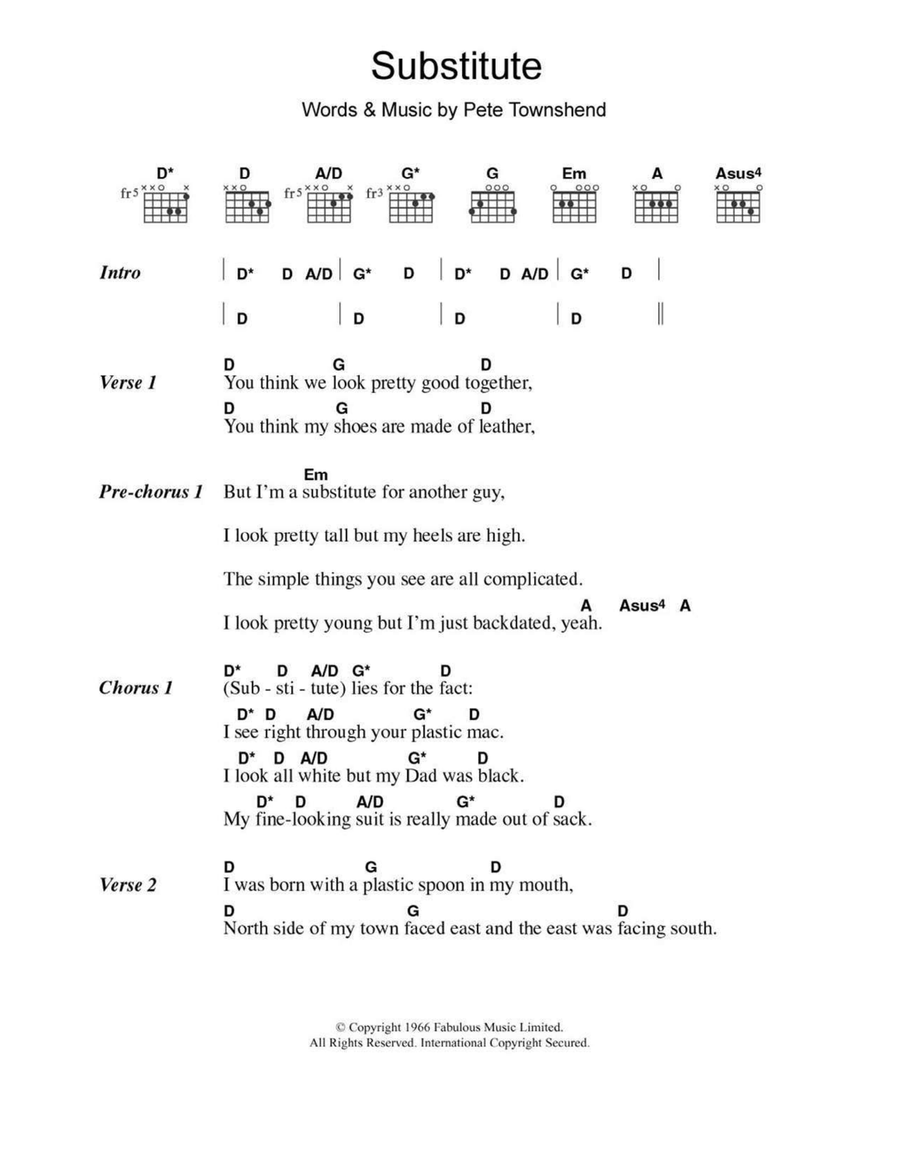 Substitute Acoustic Guitar scores gallery preview page 1
