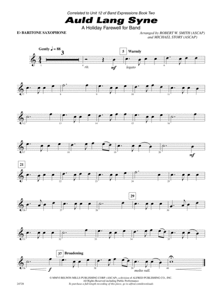 Auld Lang Syne (A Holiday Farewell for Band): E-flat Baritone Saxophone