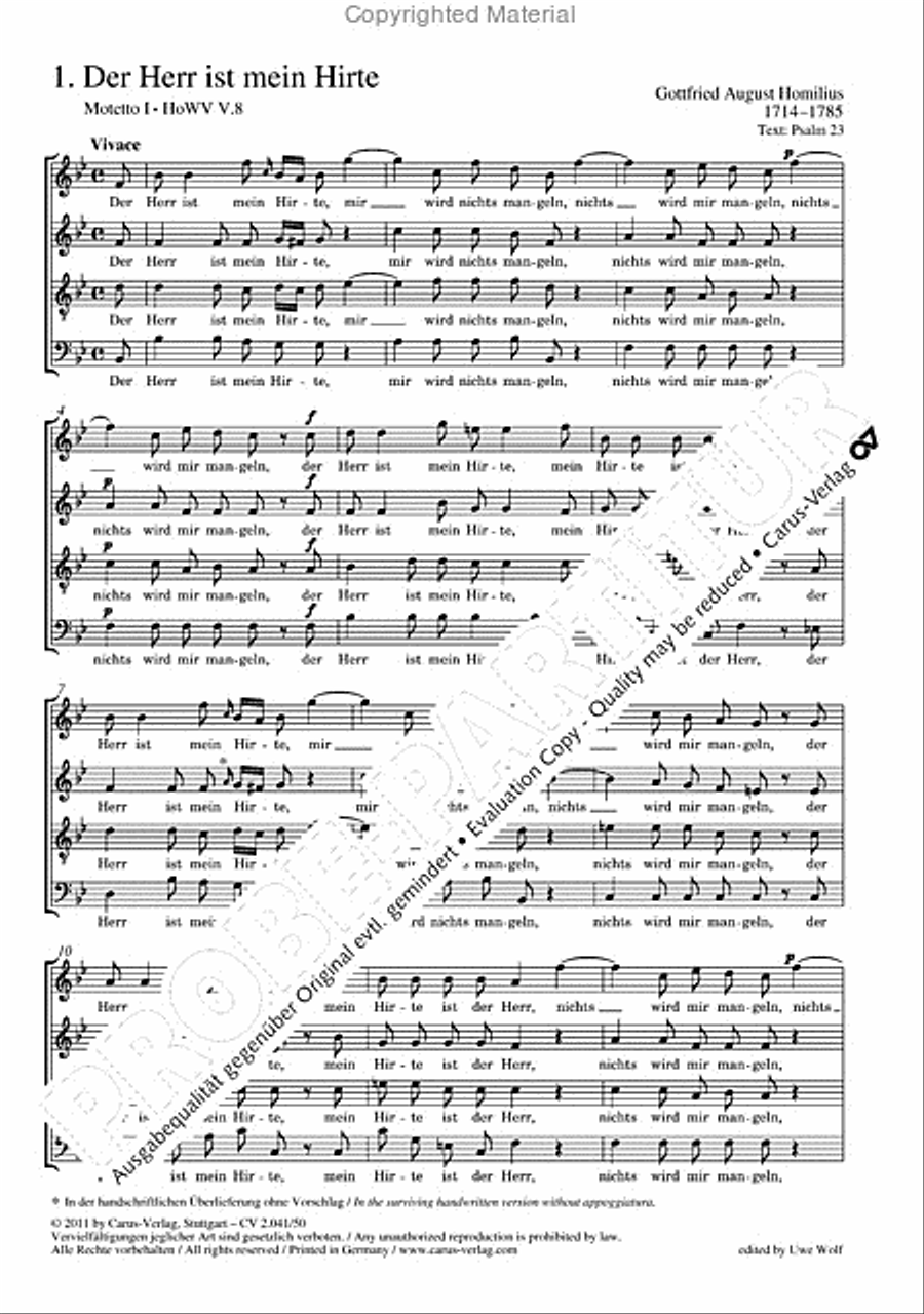 Motets and arias for choirs collected and edited by Johann Adam Hiller, vol. 5 Voice Solo scores gallery preview page 6