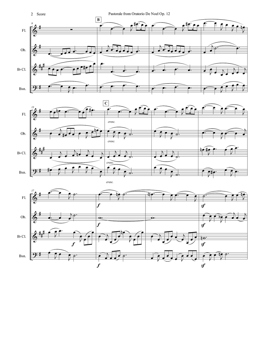 Pastorale from Oratorio De Noel for Woodwind Quartet Woodwind Quartet scores gallery preview page 3