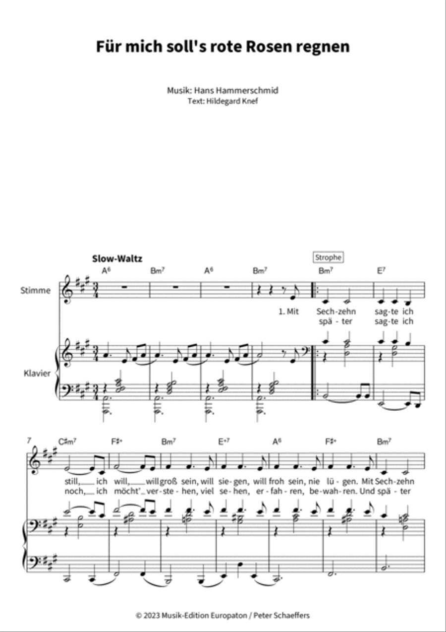 Für mich soll's rote Rosen regnen Low Voice scores gallery preview page 3