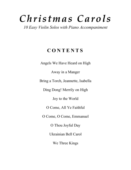 Christmas Carols (A Collection of 10 Easy Violin Solos with Piano Accompaniment) image number null