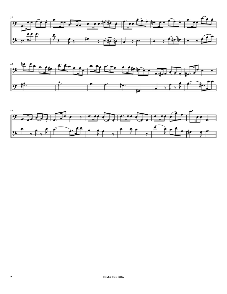 Franz Simandl Étude no. 11 in A minor (Allegro scherzando) for Two Double Basses String Duet scores gallery preview page 2