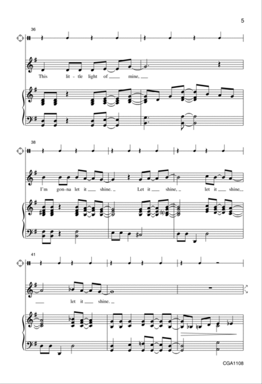 This Little Light of Mine (Unison/Two-part) Unison Choir scores gallery preview page 5