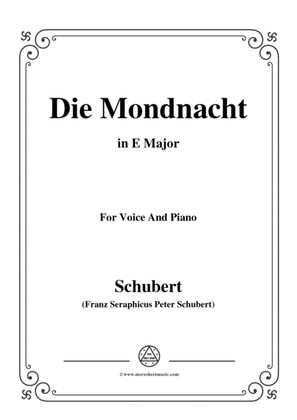 Book cover for Schubert-Die Mondnacht,in E Major,for Voice&Piano