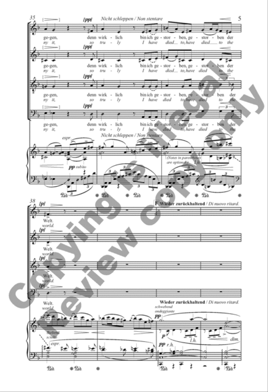 Ich bin der Welt abhanden gekommen: (Into This World I Came As a Lost One) 4-Part scores gallery preview page 6