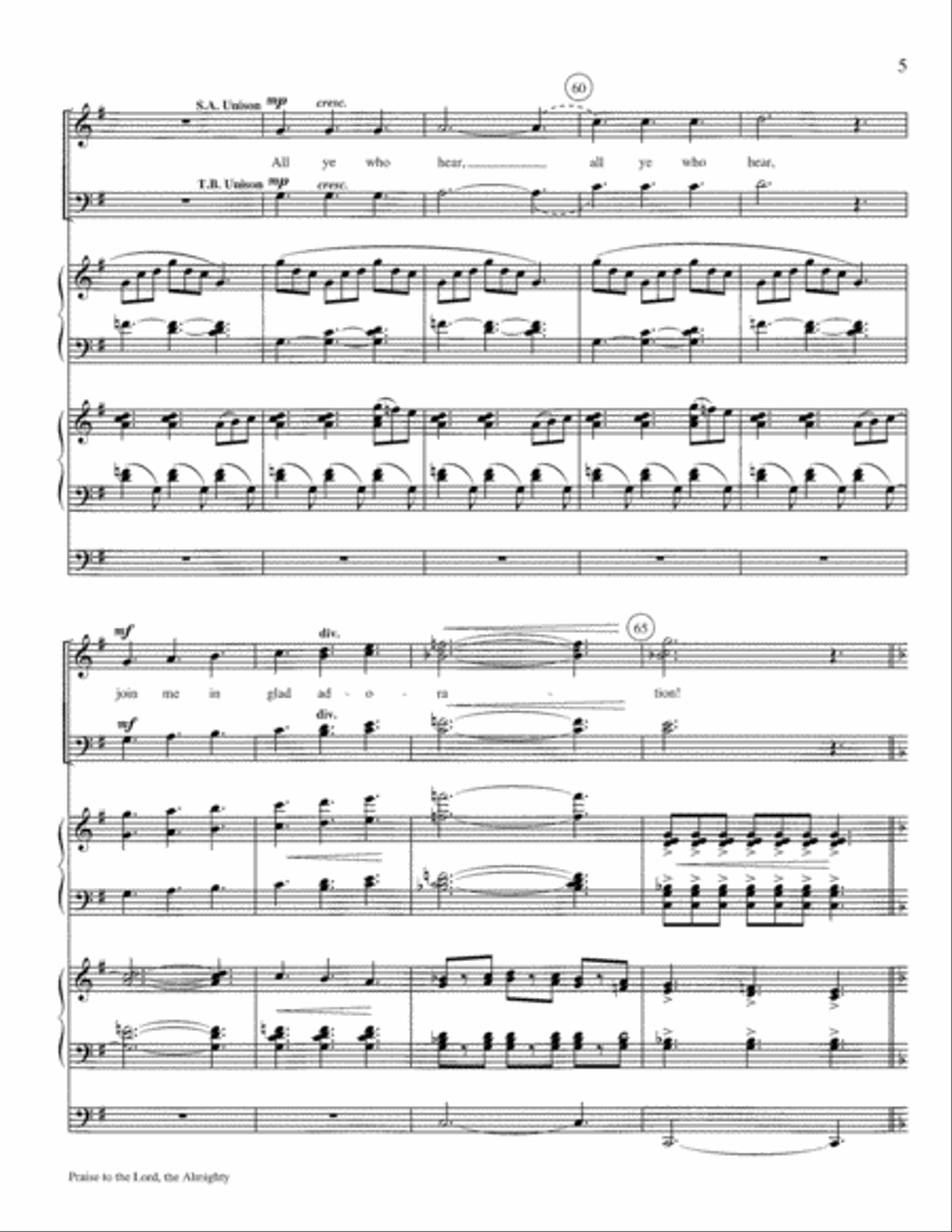 Praise to the Lord, the Almighty Piano scores gallery preview page 5