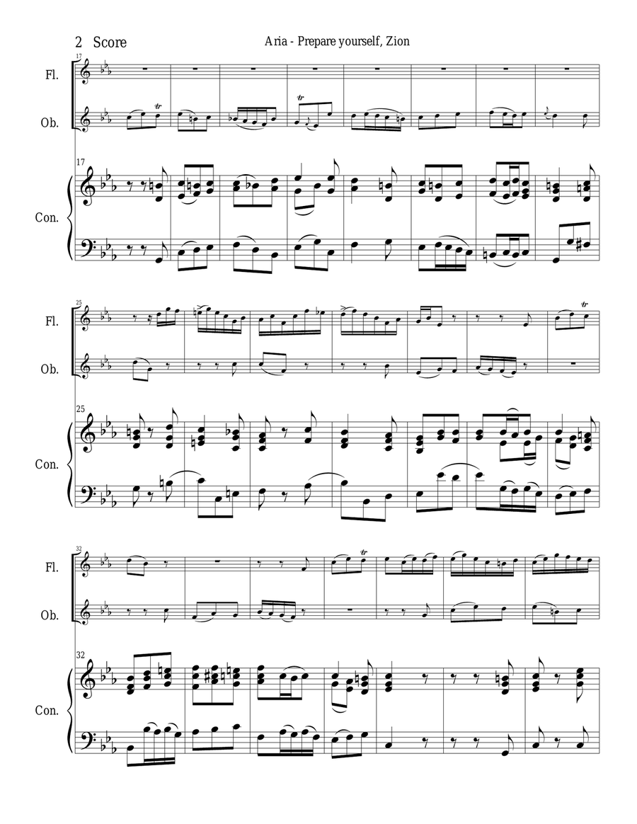Bach - Aria from The Christmas Oratorio for flute and oboe duet Woodwind Duet scores gallery preview page 2