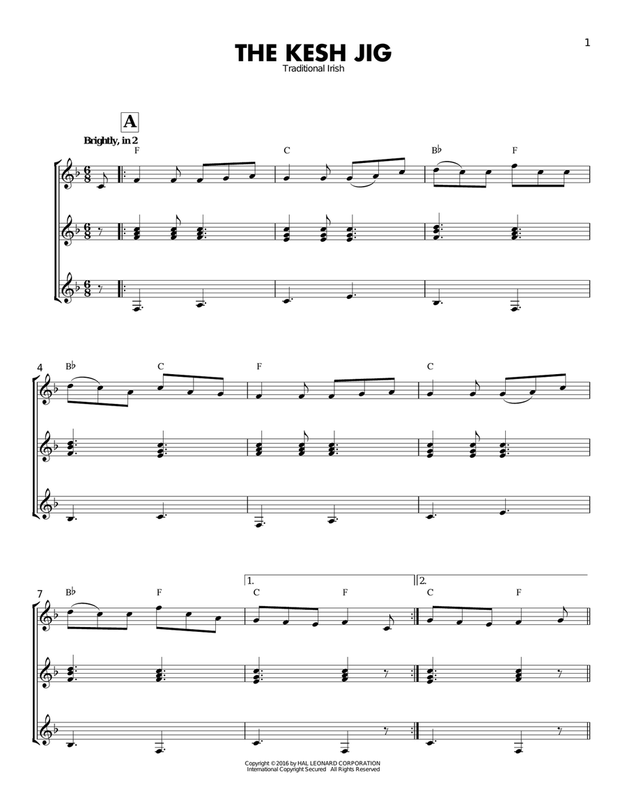 The Kesh Jig Guitar Ensemble scores gallery preview page 1