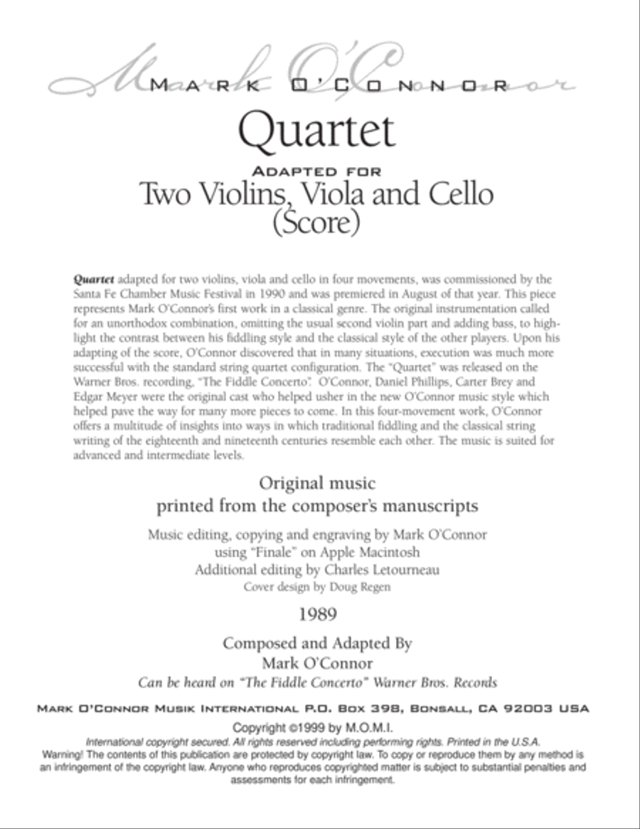 String Quartet No. 1 (score - two vlns, vla, cel) String Quartet scores gallery preview page 3