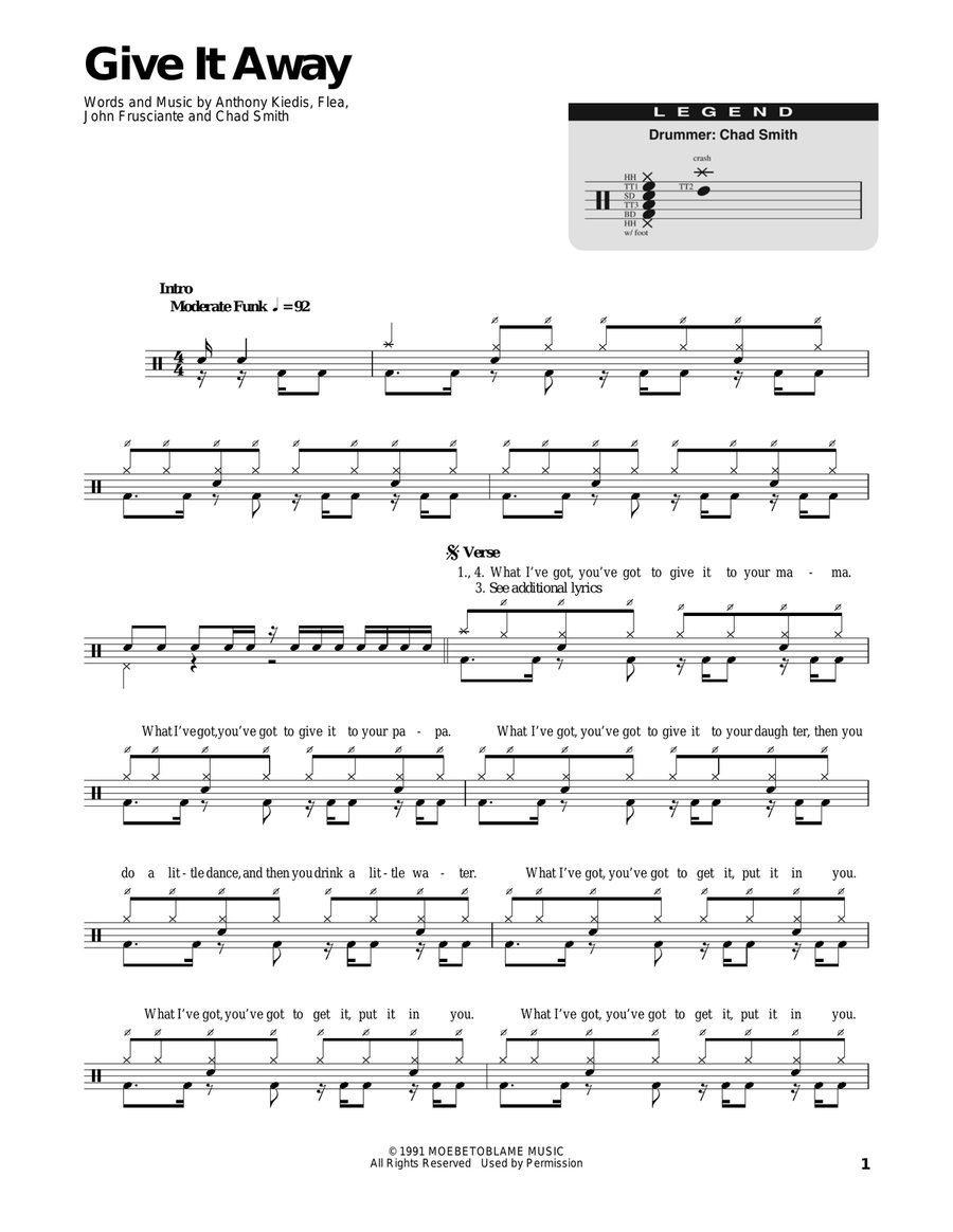 Give It Away Drum Set scores gallery preview page 1