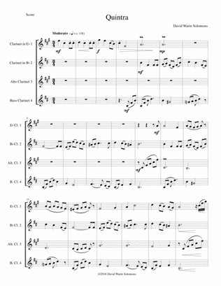 Book cover for Quintra for clarinet quartet (E flat, B flat, Alto and Bass)